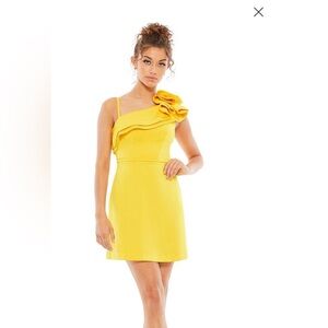 Mac Duggal Vibrant Yellow One-Shoulder Dress